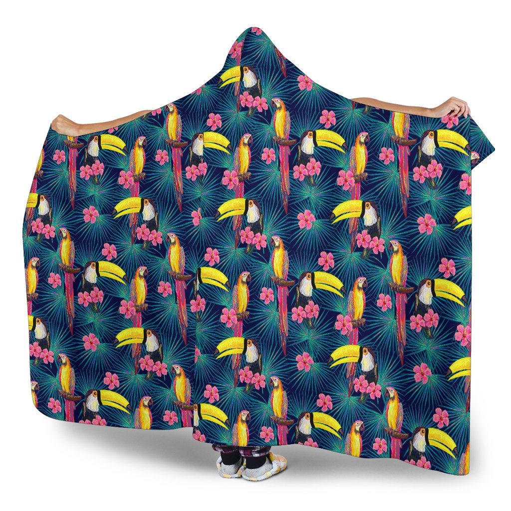 Toucan Parrot Design Hooded Blanket-JTAMIGO.COM