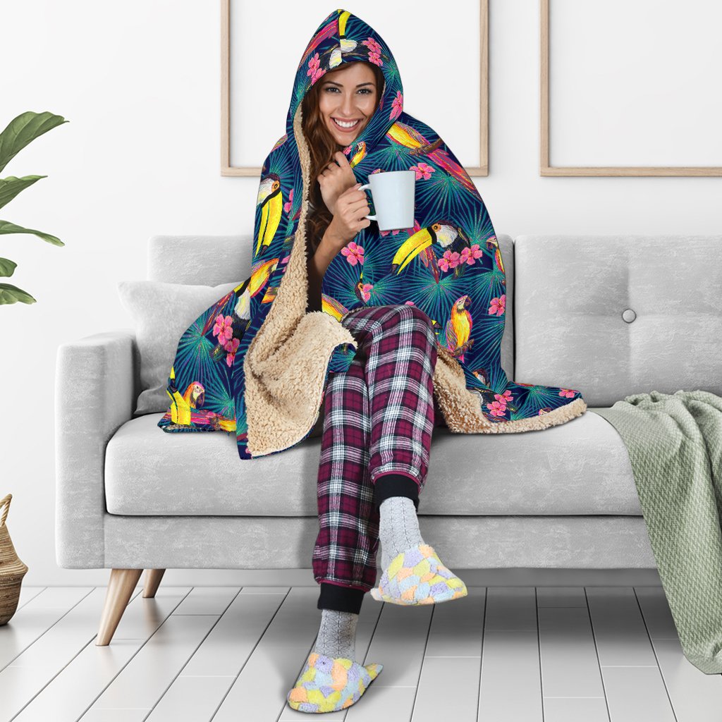 Toucan Parrot Design Hooded Blanket-JTAMIGO.COM