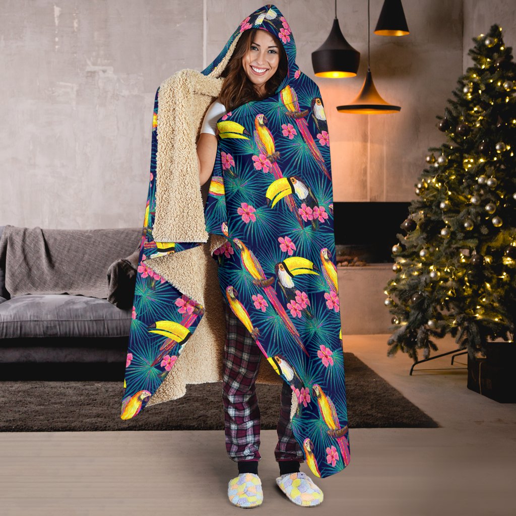 Toucan Parrot Design Hooded Blanket-JTAMIGO.COM