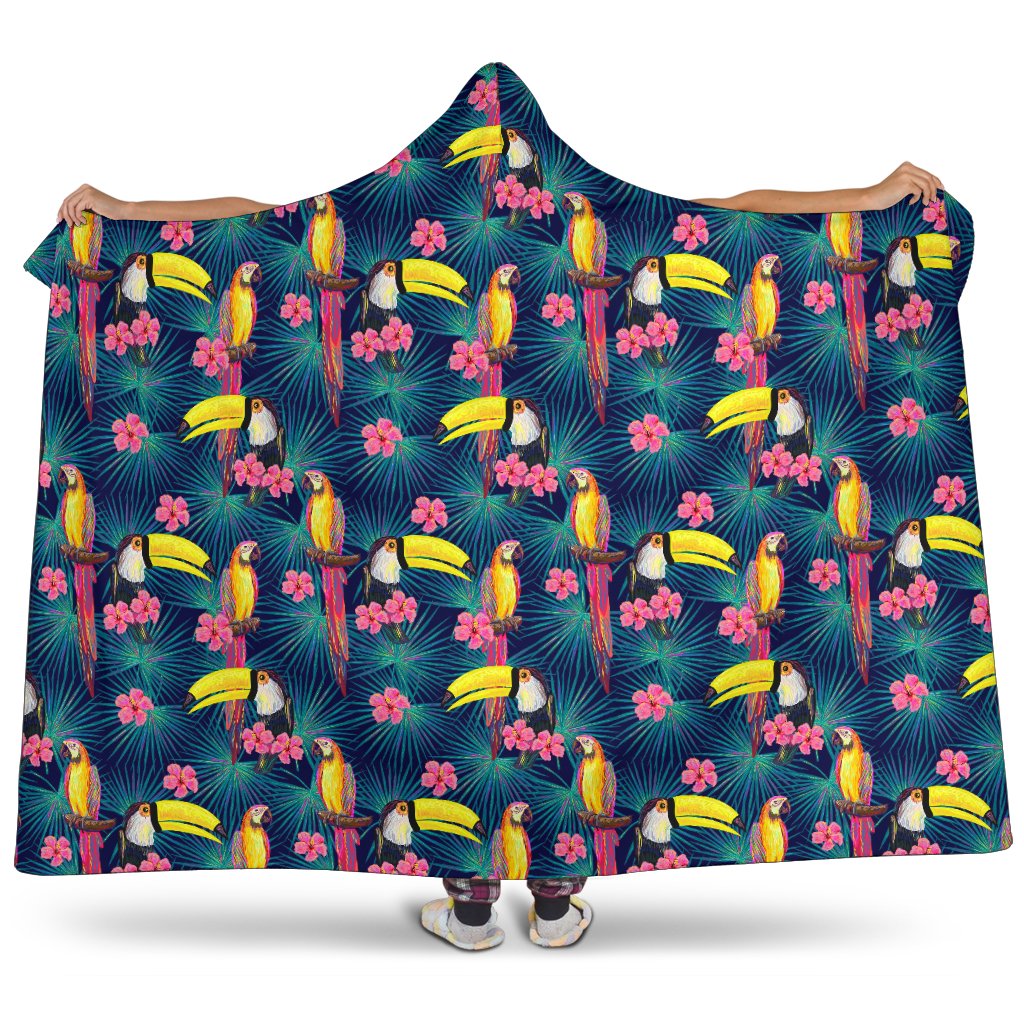 Toucan Parrot Design Hooded Blanket-JTAMIGO.COM