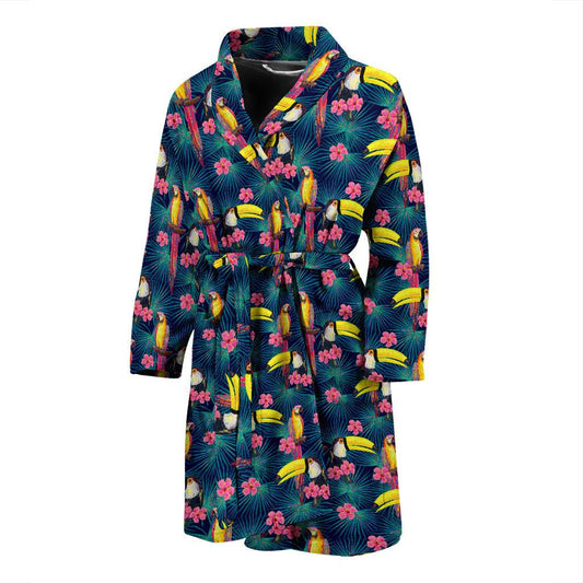 Toucan Parrot Design Men Bath Robe-JTAMIGO.COM