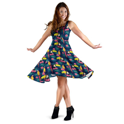 Toucan Parrot Design Sleeveless Dress