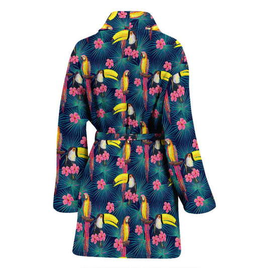 Toucan Parrot Design Women Bath Robe-JTAMIGO.COM
