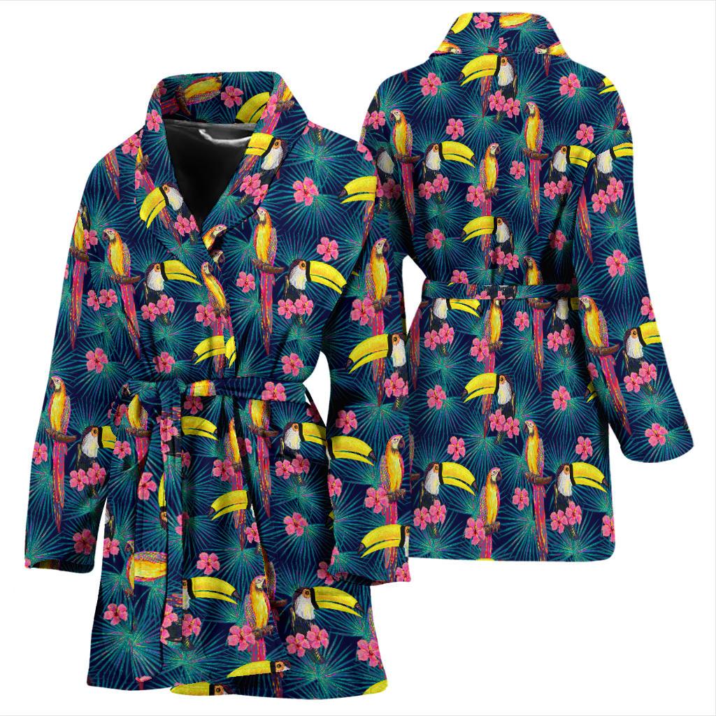 Toucan Parrot Design Women Bath Robe-JTAMIGO.COM