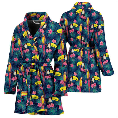 Toucan Parrot Design Women Bath Robe-JTAMIGO.COM