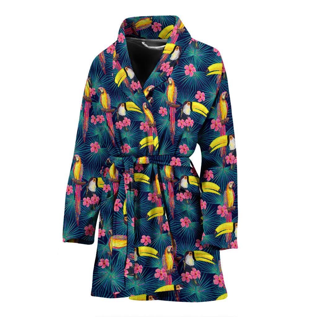 Toucan Parrot Design Women Bath Robe-JTAMIGO.COM