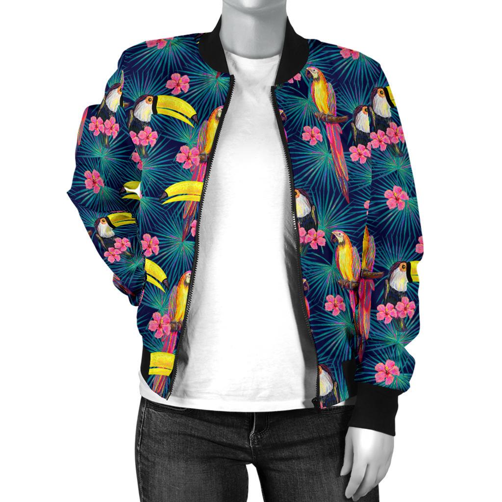 Toucan Parrot Design Women Casual Bomber Jacket