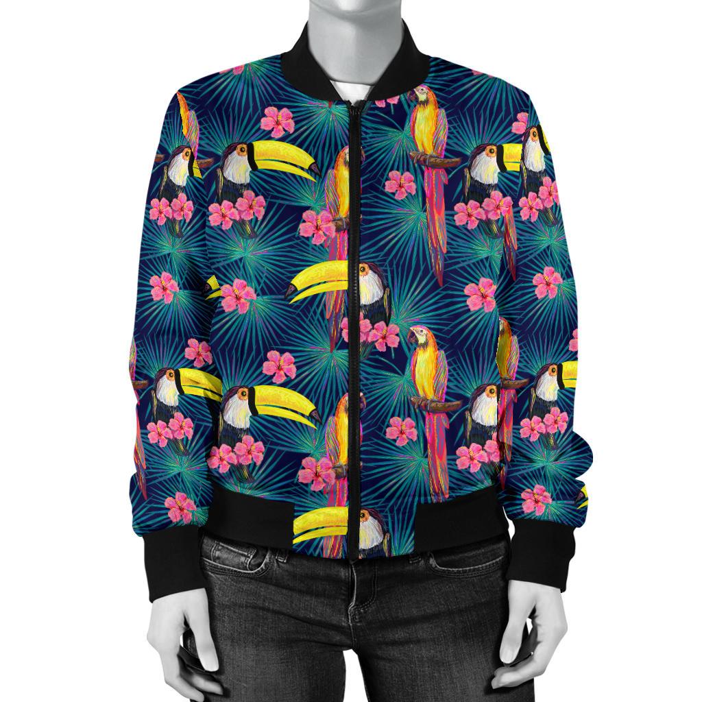 Toucan Parrot Design Women Casual Bomber Jacket