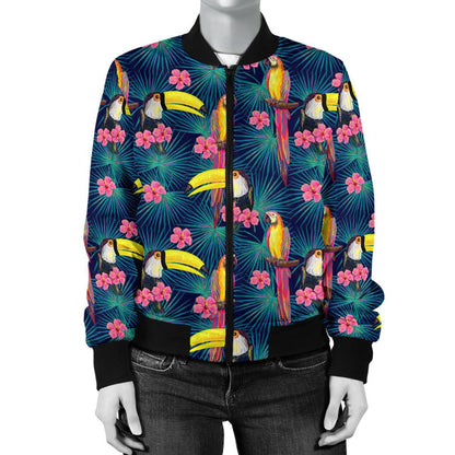 Toucan Parrot Design Women Casual Bomber Jacket