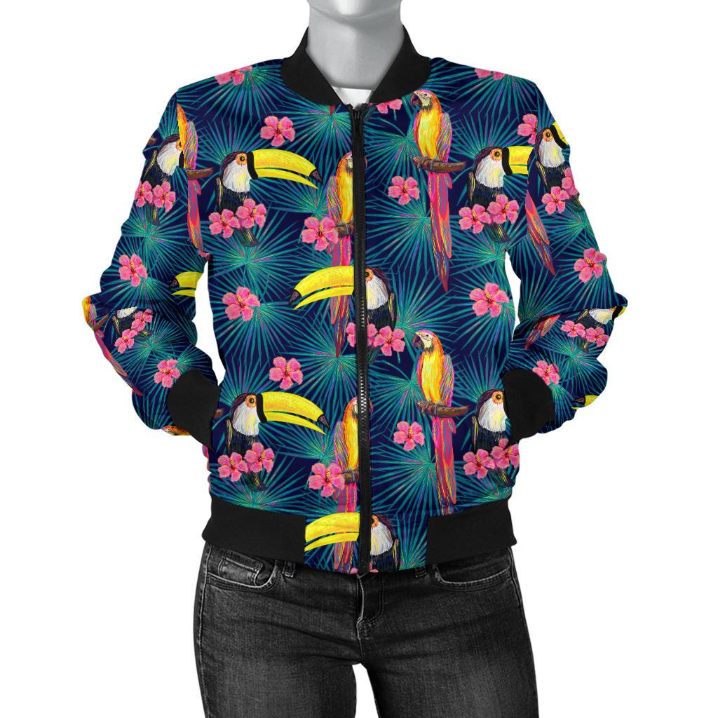 Toucan Parrot Design Women Casual Bomber Jacket