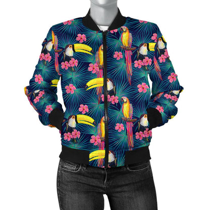 Toucan Parrot Design Women Casual Bomber Jacket