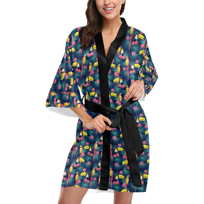 Toucan Parrot Design Women Short Kimono Robe