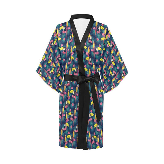 Toucan Parrot Design Women Short Kimono Robe