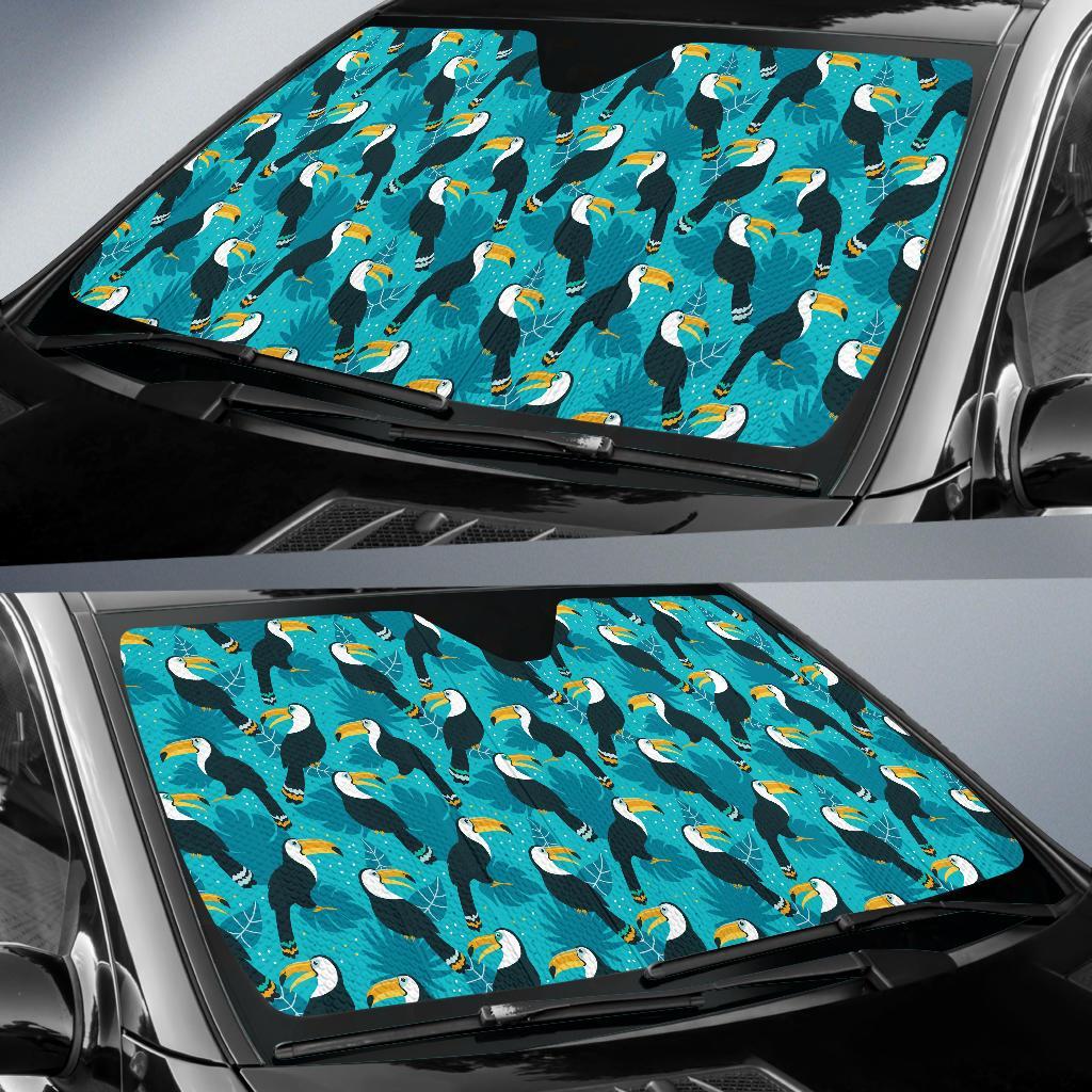 Toucan Parrot Pattern Print Car Sun Shade For Windshield
