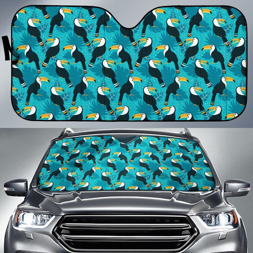 Toucan Parrot Pattern Print Car Sun Shade For Windshield