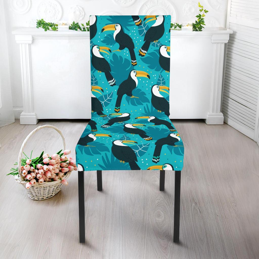 Toucan Parrot Pattern Print Dining Chair Slipcover-JTAMIGO.COM