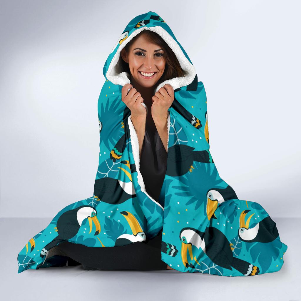 Toucan Parrot Pattern Print Hooded Blanket-JTAMIGO.COM