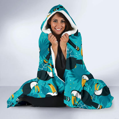 Toucan Parrot Pattern Print Hooded Blanket-JTAMIGO.COM