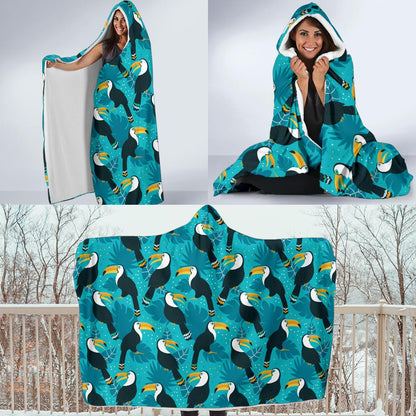 Toucan Parrot Pattern Print Hooded Blanket-JTAMIGO.COM