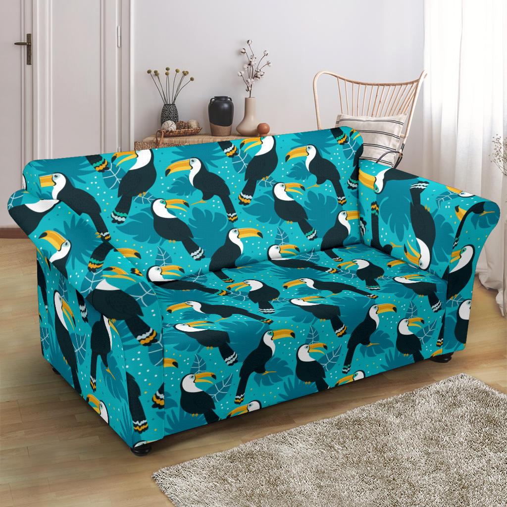 Toucan Parrot Pattern Print Loveseat Slipcover-JTAMIGO.COM