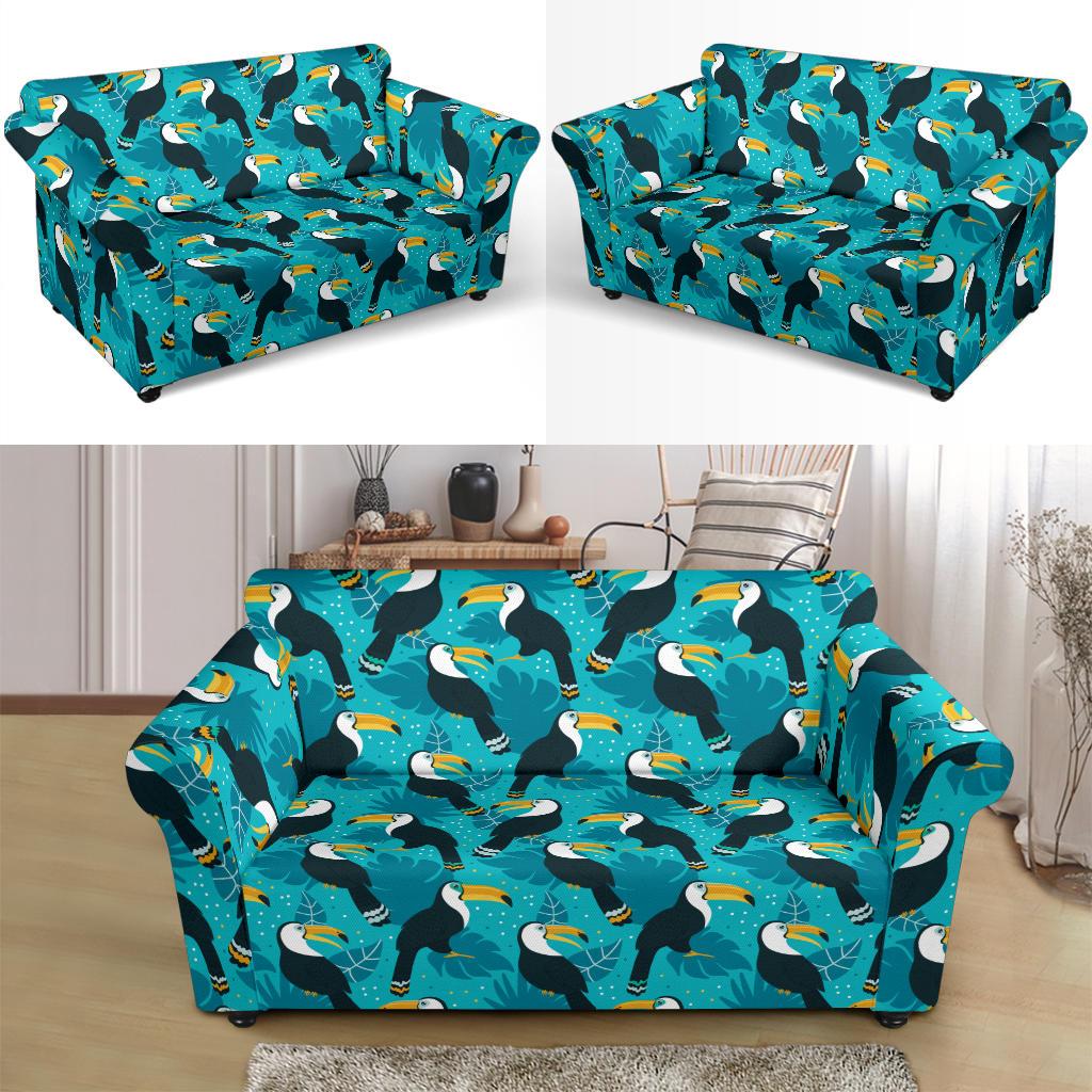 Toucan Parrot Pattern Print Loveseat Slipcover-JTAMIGO.COM
