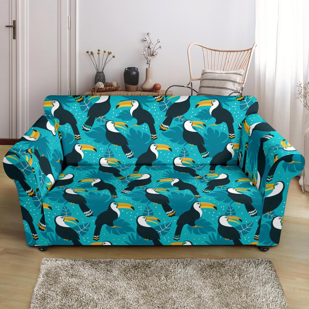 Toucan Parrot Pattern Print Loveseat Slipcover-JTAMIGO.COM