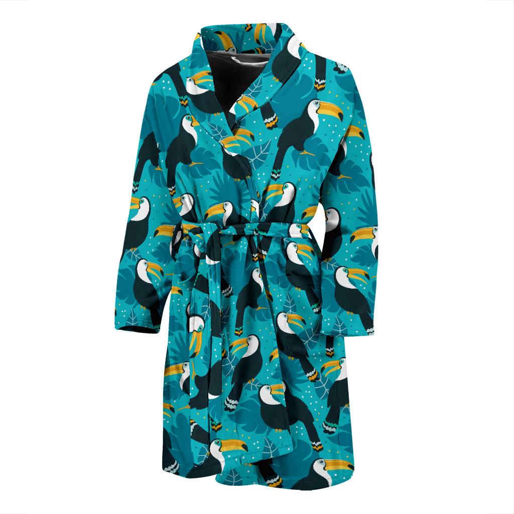 Toucan Parrot Pattern Print Men Bath Robe-JTAMIGO.COM