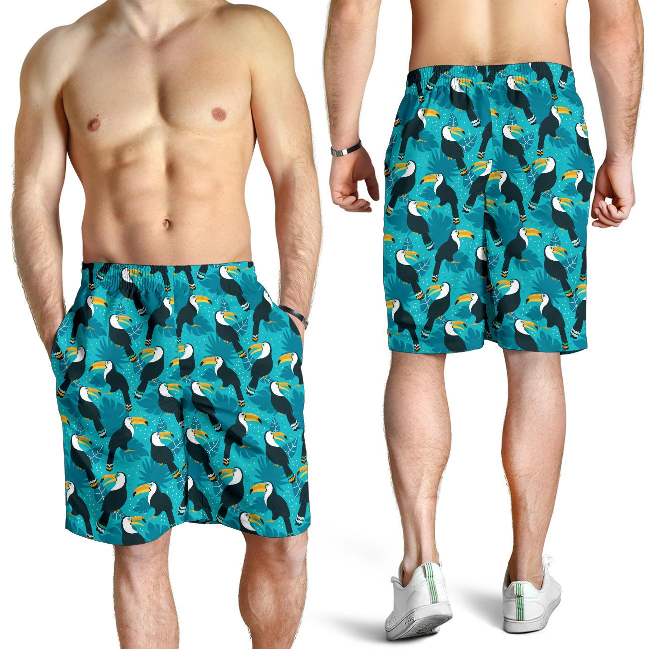 Toucan Parrot Pattern Print Mens Shorts-JTAMIGO.COM