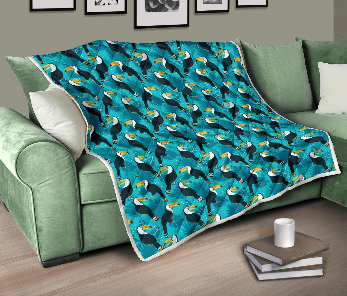 Toucan Parrot Pattern Print Premium Quilt-JTAMIGO.COM
