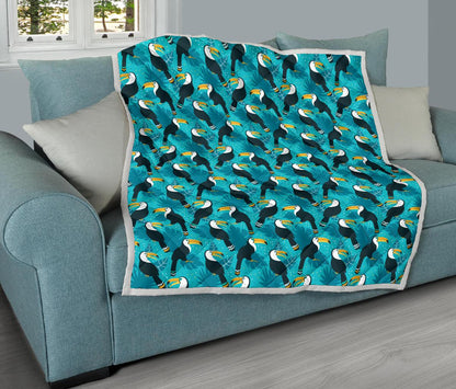 Toucan Parrot Pattern Print Premium Quilt-JTAMIGO.COM