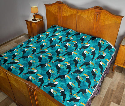 Toucan Parrot Pattern Print Premium Quilt-JTAMIGO.COM