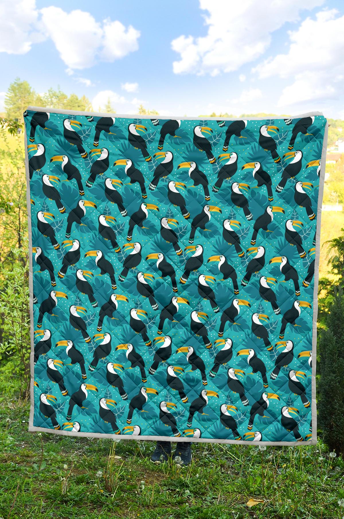 Toucan Parrot Pattern Print Premium Quilt-JTAMIGO.COM