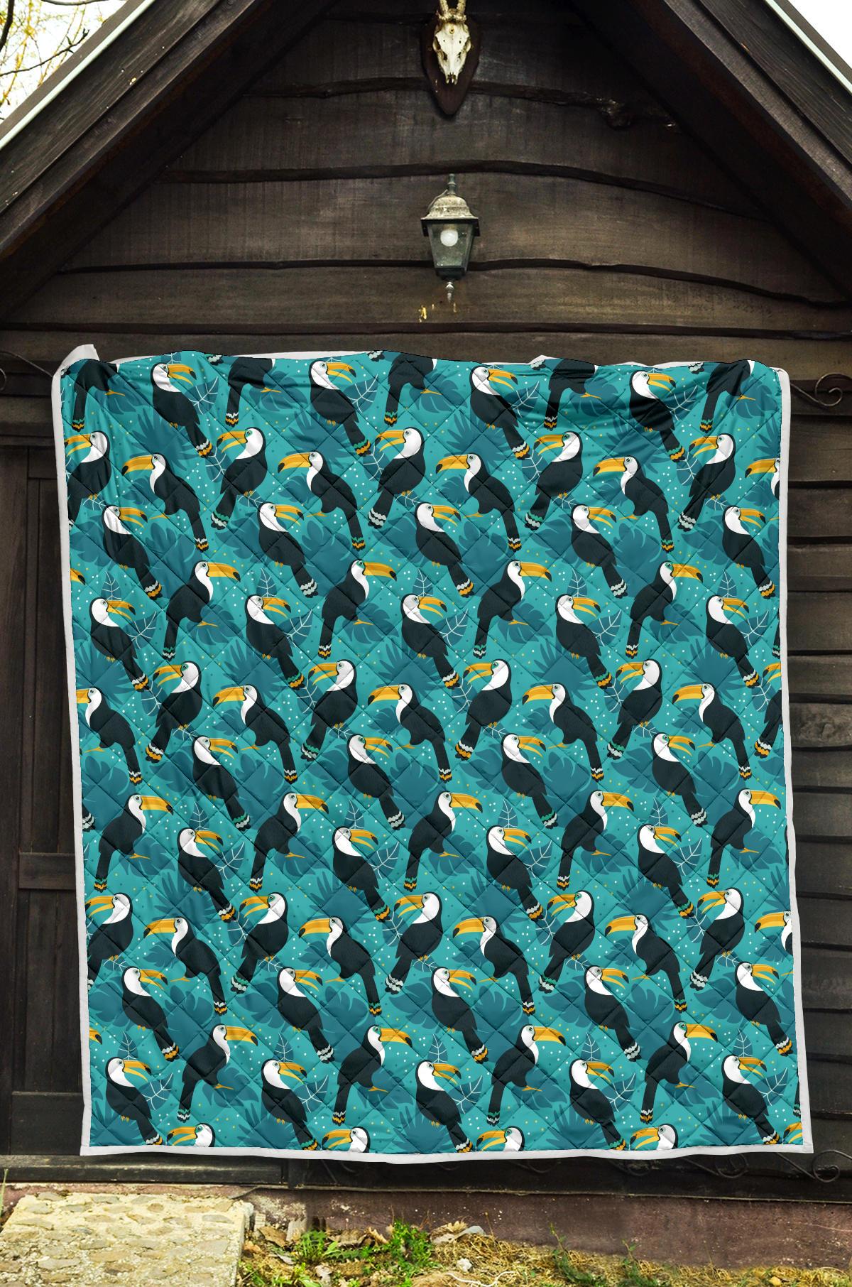 Toucan Parrot Pattern Print Premium Quilt-JTAMIGO.COM