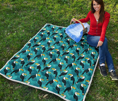 Toucan Parrot Pattern Print Premium Quilt-JTAMIGO.COM