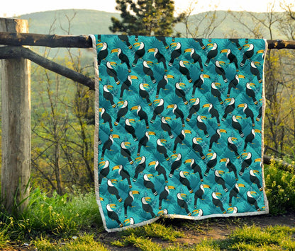 Toucan Parrot Pattern Print Premium Quilt-JTAMIGO.COM