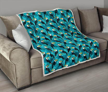 Toucan Parrot Pattern Print Premium Quilt-JTAMIGO.COM
