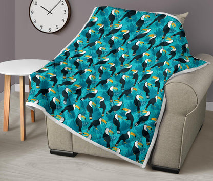 Toucan Parrot Pattern Print Premium Quilt-JTAMIGO.COM
