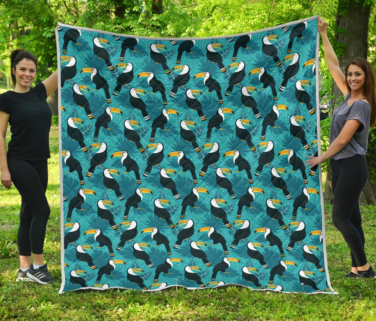 Toucan Parrot Pattern Print Premium Quilt-JTAMIGO.COM
