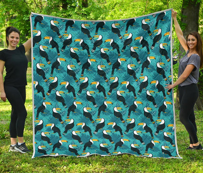Toucan Parrot Pattern Print Premium Quilt-JTAMIGO.COM