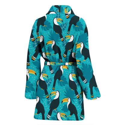 Toucan Parrot Pattern Print Women Bath Robe-JTAMIGO.COM