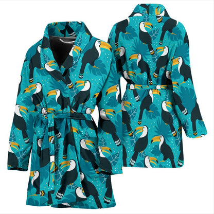 Toucan Parrot Pattern Print Women Bath Robe-JTAMIGO.COM
