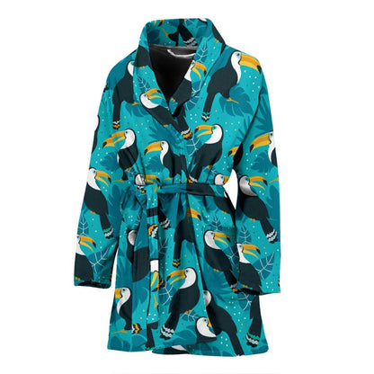 Toucan Parrot Pattern Print Women Bath Robe-JTAMIGO.COM