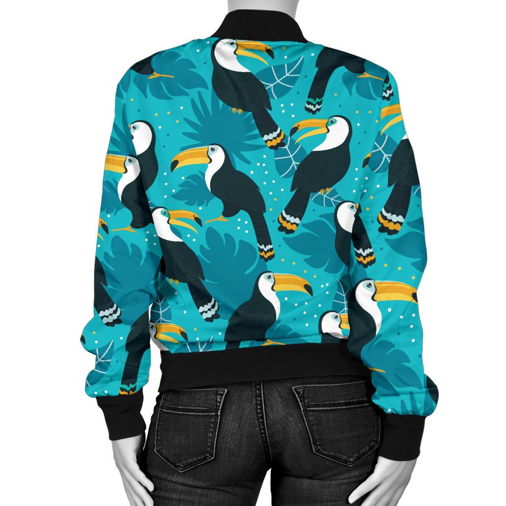 Toucan Parrot Pattern Print Women Casual Bomber Jacket