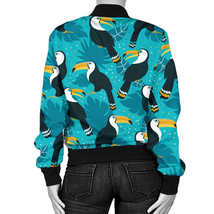 Toucan Parrot Pattern Print Women Casual Bomber Jacket