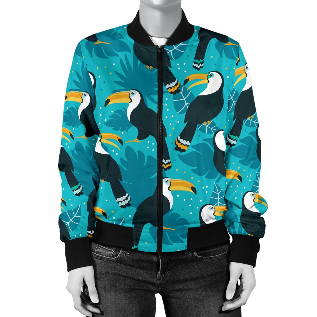 Toucan Parrot Pattern Print Women Casual Bomber Jacket