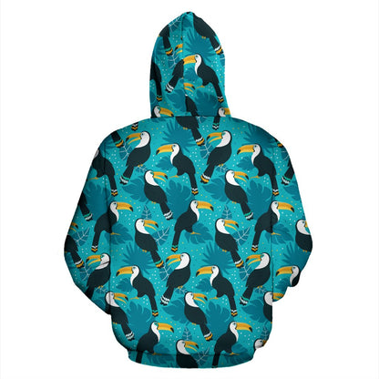 Toucan Parrot Pattern Print Zip Up Hoodie