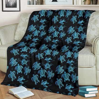 Tribal Turtle Polynesian Themed Design Fleece Blanket