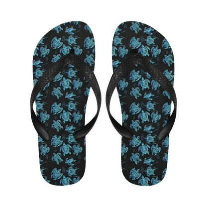 Tribal Turtle Polynesian Themed Design Flip Flops-JTAMIGO.COM