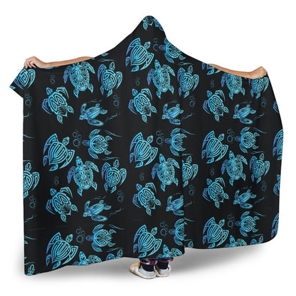 Tribal Turtle Polynesian Themed Design Hooded Blanket-JTAMIGO.COM