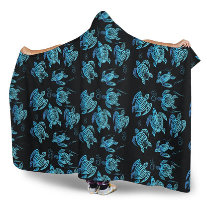Tribal Turtle Polynesian Themed Design Hooded Blanket-JTAMIGO.COM